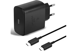 EINLIKE 45W Cargador Carga Rapida con Cable Tipo C Compatible con Samsung Galaxy S22 Ultra, S22 Plus, S21 Ultra/Plus/FE, S20 Ulta, Note 20 Ultra, Note 10 Plus 5G, Tablet S8 Ultra/Plus, S7 FE/Plus (Negro)