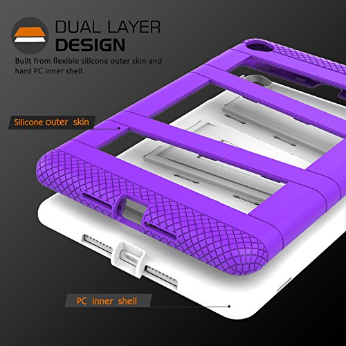 MoKo Hülle für iPad Mini 4 – Silikon + Weiss Hart Polycarbonat Protector mit faltbarem Kickstand Schutzhülle Case mit Standfunktion für Apple iPad Mini 4 7.9 Zoll IOS 2015 Genaration Tablet, Violett - 6