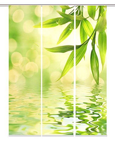 Home fashion 88918-168 grün "MARSEILLE" Digitaldruck Schiebevorhang, Stoff, grün, 245 x 60 x 245 cm