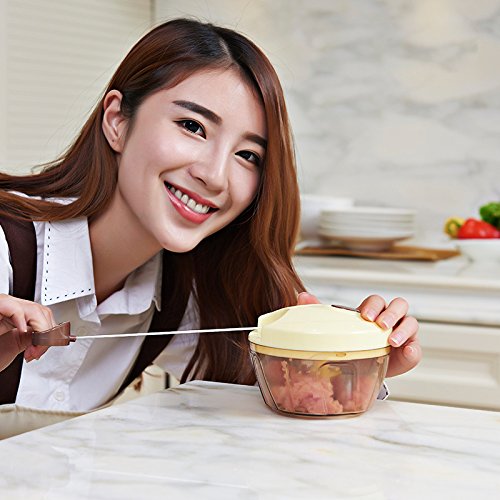 Anokay Neue Mini Küchenmaschinen Manuell Universal-Zerkleinerer / Multi-Schneider / Mixer / Soße Macher / Schnitzelwerk, Obst, Gemüse, Nüsse, Kräuter, Zwiebeln, Knoblauch Zerhacker für Soße, Salat, Pesto, Krautsalat, Püree, Hackbraten, Fleisch-Soße, Babynahrung - 3