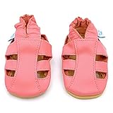 Dotty Fish Leder Baby Sandalen – rutschfest Wildledersohle – chromfrei weiche Lederschuhe – Baby Mädchen – rosa - 2