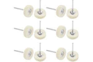 NewZC 12 Stücke 25mm Harte Wollfilz Polierscheibe mit 3 mm Schaft Polieren Pad Baumwolle Buff Rad Polierkopf Schmuck Polierwerkzeuge für Metall-Aluminium Edelstahl Chrom Schmuck Holz Glas