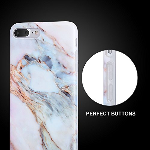 iPhone 7 Plus Marble Case, iPhone 8 Plus Case, Imikokoâ„¢ Slim-Fit Anti-Scratch Shock Proof [Stone Texture Collection] Print TPU Soft Case for iPhone 7 Plus / 8 Plus-Turquoise (5.5 inch)