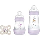 MAM Newborn Starter Set G124, set di 2 bottiglie MAM Farmaci anticolici Easy Start 130 ml e 260 ml con ciuccio MAM Inizio 0-2