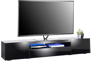 MMT FURNITURE DESIGNS LTD MMT TV Stand Cabinet with Lights Matt Gloss Console for 80 inch TV's , Wood, 200cm wide, Soundbar Shelf