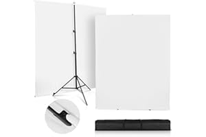 SEDGEWIN Weiß Fotohintergrund mit Ständer 1,5 x 2 m, Verbessert Foto Hintergrund Fotografie Ständer Chromakey Weiß Stoff Screen Backdrop für YouTube Video Fotostudio Streaming Gaming TikTok