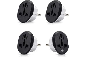 European Plug Adapter 4 Pack, US UK UAE AU CN to EU Plug Adapter Type E/F, Travel Adapter for Europe, Germany France Spain Italy, Universal European Power Plug Converter, 16A 250V Safety Adapter (4)