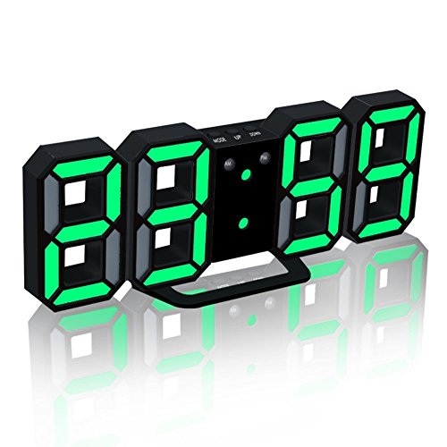 EVIICC Digital Wecker, 3D Stereoskopische Elektronische LED Digital Wecker Wanduhr mit Snooze Funktion und 3 Einstellbare Helligkeitsstufen vor allem für Orte wie Wohnzimmer, Küche Zimmer