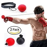 FT Boxing Reflex Balls, 2 Boxing speed Balls with Headband,2 Levels- black ball (23g) for novices. red (85g) for the experienced for SPEED, REFLEXES, TIMING - PLUS FREE BOXING FOOTWORK CHART !!!