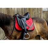 B- WARE Ledersattel Monoblatt 12 14 Zoll Minishetty Shetty Leder + Glitzer + Lack Dressursattel Ponysattel Strass (14 Zoll, Schwarz - Rot)