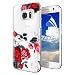 Produktbild OKZone Galaxy S7 Hülle [mit HD-Schutzfolie], [Blumen Series] Transparent Weiche Silikon Malerei Muster Hülle TPU Bumper Case Blühende Blumen Design Schutzhülle für Samsung Galaxy S7 (Rot)