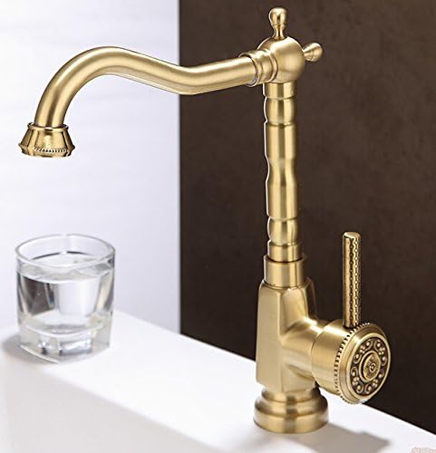 TougMoo New European Style Antique Carved Brass Bathroom Faucet Hot And Cold Basin Faucet Single Handle Sink Faucet Kitchen Faucet Tap