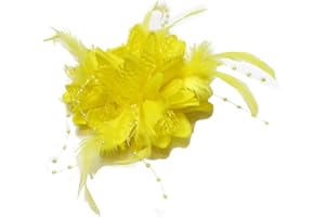 Austinstore Épingle à cheveux en forme de fleur et plume pour femme - Jaune