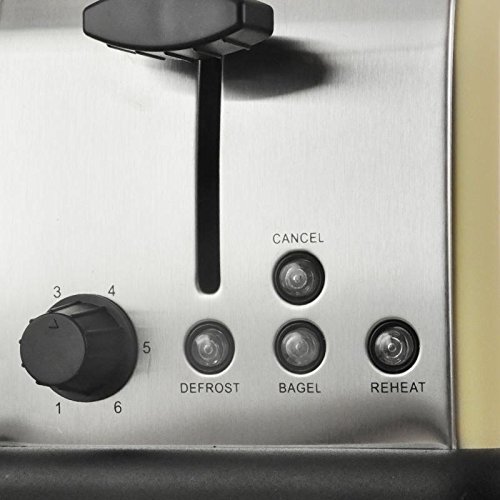 Klarstein Aquavita Retro Frühstücksset Wasserkocher + Toaster (Wasserkocher mit 1,7 Liter, 2200 Watt, 2-Scheiben-Toaster 1000 Watt, Auftau- und Aufwärm-Funktion, Edelstahl) creme - 3