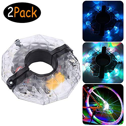 2 pièces Roue de vélo LED étanche lumières, USB rechargeable 4 couleurs 3 modes de cyclisme Bike Spoke lumière pour la lumière