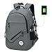 Produktbild Business Wasserabweisendes Polyester Rucksack weniger als 17 Laptop Rucksack Computer College Schule Rucksäcke mit USB Lade-Port Reise Tasche für Damen Herren (grau)