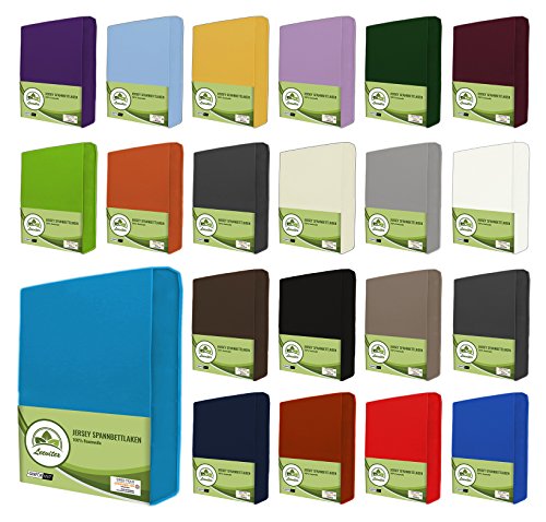 leevitex enfants, Drap Housse Jersey Drap Housse 100% coton dans de nombreuses tailles et couleurs marques qualité Öko-Tex Standard 100 | 70 x 140 cm - Turquoise