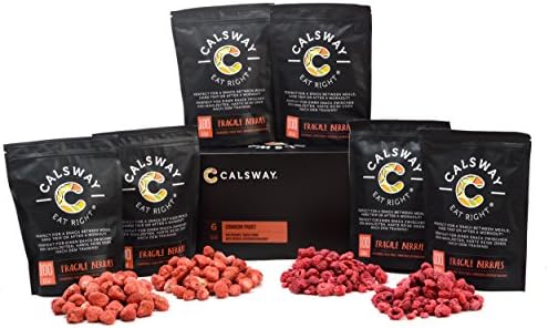 (Pack of 6) 100 Calories CRIMSON FROST set by Calsway - Freeze Dried Whole Raspberries and Strawberries
