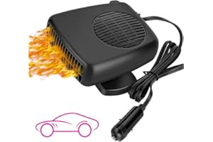 Showvigor 150W 12V Car Heater & Defroster, 2-in-1 Portable Heater for Car, Fast Heating Windscreen Defogger, 360° Rotatable, Plug into Cigarette Lighter Socket