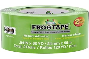 Frog Tape Multi-Surface Masking Tape for Painting 24mm x 55m, Decorators Tape, Painters Masking Tape for Indoor Painting & Decorating - Pack of 2
