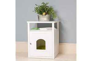 Lords & Labradors | Wooden Cat Washroom (White) Cat Litter Box | Cat Furniture | Cat Toilet | Enclosed Cat Litter Box | Wooden Cat House | Washroom with Door | Kitten Cabinet