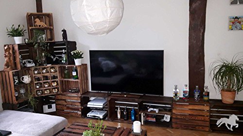 3er Set alte Vintage Holzkiste – geflammt / gebrannt – alte, gebrauchte Obstkiste / Weinkiste - 5