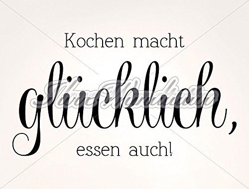 I-love-Wandtattoo 12015 Wandtattoo Küchen Spruch „Kochen macht glücklich, essen auch“ Schriftzug auf Deutsch humorvoll Wanddeko Wandbild Küchenwand Küchenfliesen Küchendeko Esszimmer - 2