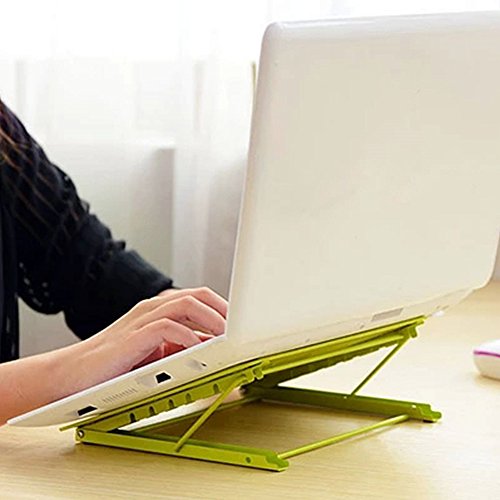 Faltbarer Laptop Tablet Ständer, InGoo Laptopständer Mesh Belüftet Kühler Halter Verstellbarer Computer Halterung Stütze Ständer für Laptop, Notebook, iPad Mini, iPhone, Tablets(Grün) - 4