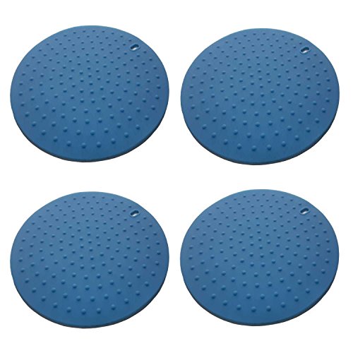 4er Set Topfuntersetzer Silikon blau Untersetzer Kunstoff Hitzeschutz robust und hitzebeständig Spülmaschinengeeignet GP02568-b