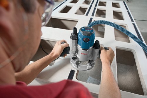 Bosch Professional GOF 1600 CE Oberfräse, 8/12 mm Spannzange, Absaugadapter, Parallelanschlag, Spannzangen, Zentrierstift, 1.600 W, L-Boxx - 5