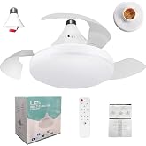 Ceiling Fan with Light E27 LED 40 cm, E27 Adapter Included, Silent Fan Lamp 20-30dB with Remote Control, 3 Colours 12 Levels
