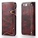 Produktbild Zeattain iPhone 8 Plus Lederhülle, iPhone 7 Plus Ledertasche, Echtes Leder Flip Schutztasche Kartenfächer Brieftasche Hülle Schutzhülle für Apple iPhone 7 Plus/8 Plus, Rotwein