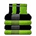 Produktbild Liness-Stripes 8 tlg Handtuch-Set grün schwarz 4 Handtücher 50x100 cm 4 Waschhandschuhe Waschlappen 100% Baumwolle Frottee Handtücher-Set schwarz grün