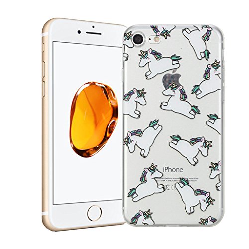 Funda iPhone 7 Silingsan Funda de Silicona TPU para iPhone 7 Carcasa Transparente Soft Clear Case Cover Funda Blanda Flexible Carcasa Delgado Ligero Caja Anti Rasgu  os Anti Choque con Dise  o Creativo - Caballos Lindos