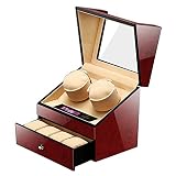 L.HPT® SONDERANGEBOT Automatische Uhrenbeweger Für 2 + 4 Automatikuhren Natureiche Muster Mit Beige Velvet Interior Premier Range,Brown