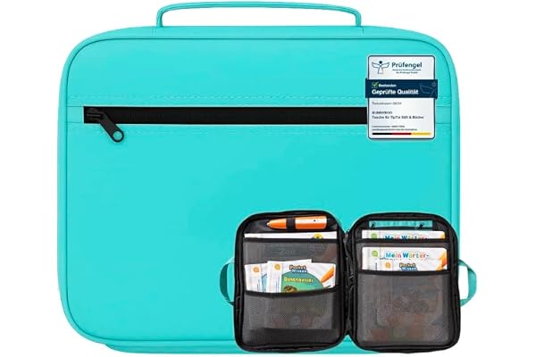 bunnyboo TipToi Sac de Rangement pour 8 Livres,Kit de démarrage TipToi avec Insert pour Stylo Tiptoi,Pochette pour Stylo TipToi,Inclus dans Chaque kit de démarrage TipToi (Turquoise)