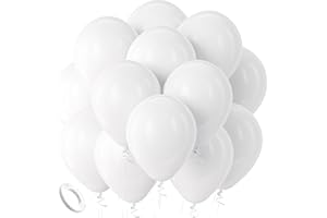KELFARA Ballon Blanc Ballons de Baudruche Anniversaire - 100 Pièces 12 Pouces Ballon Helium Gonflables Blanc en Latex pour Mariage Fiançailles Graduation Baby Shower Décorations de Fête à Thème Blanc