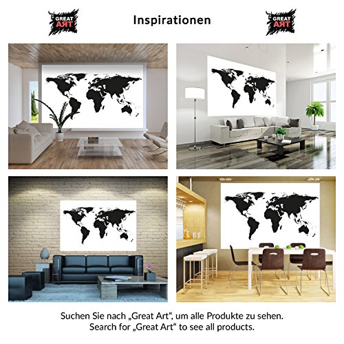 XXL Poster Weltkarte schwarz-weiß Wandbild Dekoration Landkarte Kontinente map of the world Globus Erde Welt Erdkunde| Wandposter Fotoposter Wanddeko Bild Wandgestaltung by GREAT ART (140 x 100 cm) - 9