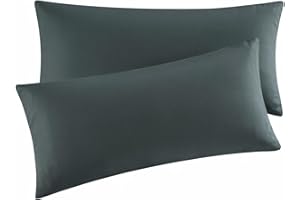 ‎AISBO Aisbo Kissenbezug 40 x 80 2er Set - Kopfkissenbezug 40x80 Anthrazit mit Reißverschluss aus Mikrofaser, ÖKO-TEX Kissenhülle 40x80cm, Weich und Bügelfrei