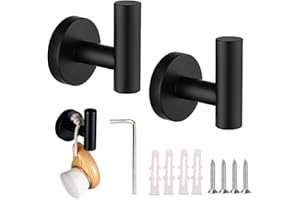 JPGhaha Gancho para Toalla Gancho de Acero Inoxidable 304 Negro Max 15kg Colgar Pared Gancho Redondo Accesorios de Cocina para Baño del Hogar 2 Piezas