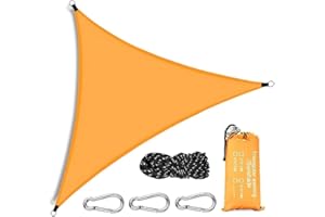 Yuragim Sonnensegel Dreieck 3x3x3m, Sonnensegel Dreieckstuch Sonnensegelstangen Sunshade Gross Sonnensegel Dreieckig Sun Shade Sonnenschutz Wasserdicht mit UV Schutz für Garten Balkon Terrasse Camping