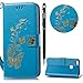 Produktbild Huawei P10 Lite Handyhülle,P10 Lite Hülle,WIWJ PU Cover Case Leder Flip Wallet Schutzhülle Stoßfest Bumper mit Kartenhalter Klappständer Magnetic Case Hülle Premium Schutzhülle Case[Heißprägen Prägung Schmetterlinge Ledertasche] Kreative Muster Design Bookstyle Tasche Flip Brieftasche Case Hülle für Huawei P10 Lite+1x Touch Stylus Pen-Blau