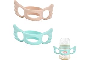 KASLAIDER 2 Pezzi Manico per Biberon, Maniglia per Biberon in Silicone, Manici Biberon a Collo Largo, Facile Installazione Bambini Manici per Bottiglie, Impugnatura Biberon per Bambini con Design a Presa