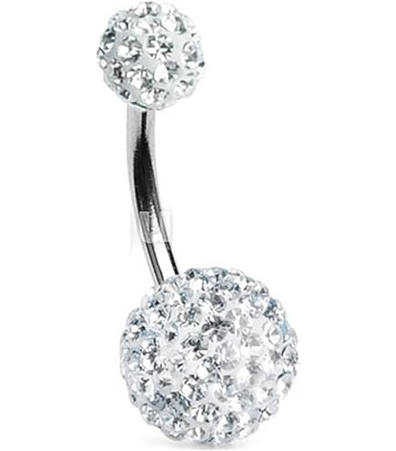 Piercing Nombril En Acier Chirurgical 316L Avec Strass - Longueur 27 Mm, Cristal 10 Mm, Bijou Corps Sexy Et Hypoallergénique