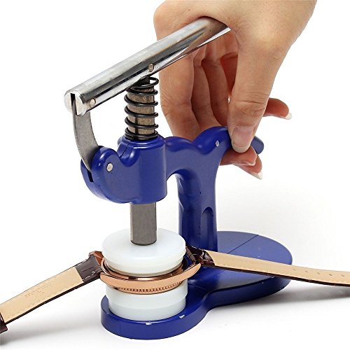 LARS360 Uhrwerkzeug Einpresswerkzeug Uhrenschließer Gehäuseschließer mit 12 Druckplatten Kunststoffeinsätze - 6