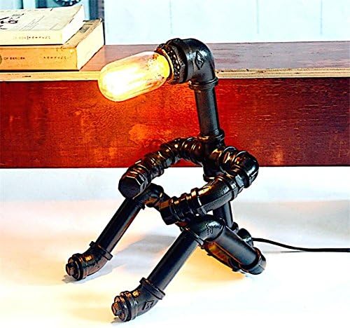 Industrial vintage Wrought iron Water pipes Table lamp Bedroom living room Dimmable hand-made Bedside Lamp Desk Light Desk lamp