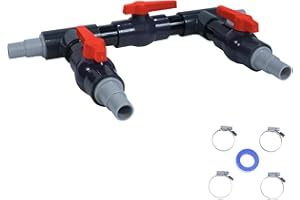 Miganeo Bypass Set für Pool Solarweiche 3 Wege Ventil Anschluss Ø 32/38mm Schlauchschellen Sandfilteranlagen Poolheizung Wärmepumpe Solarheizung