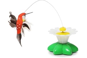 LYEAA Jouet électrique rotatif pour chat avec papillon et colibri - Jouet interactif pour chat - Jouet pour chaton avec rotation électrique à 360° - Pour intérieur et extérieur