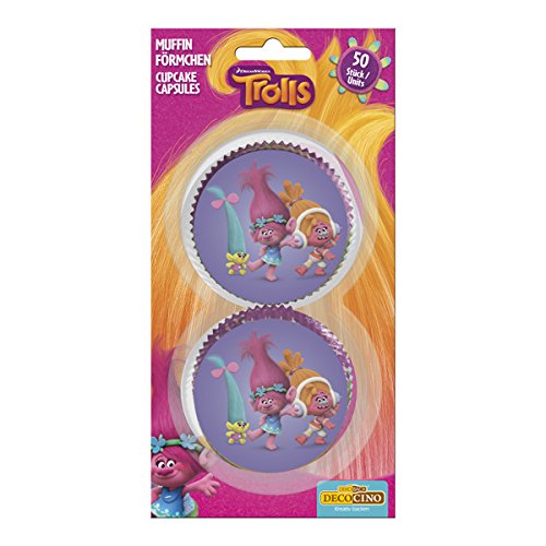 Dekoback 32484 Trolls Muffinförmchen, Papier, 50 Einheiten, bunt, 7,1 x 7,1 x 3,4 cm
