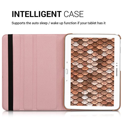 kwmobile Hülle für Samsung Galaxy Tab 3 10.1 P5200 / P5210 / P5220 – 360° Standfunktion Case Tablet Schutzhülle Kunstleder – Smart Cover Tabletcase Rosegold - 4